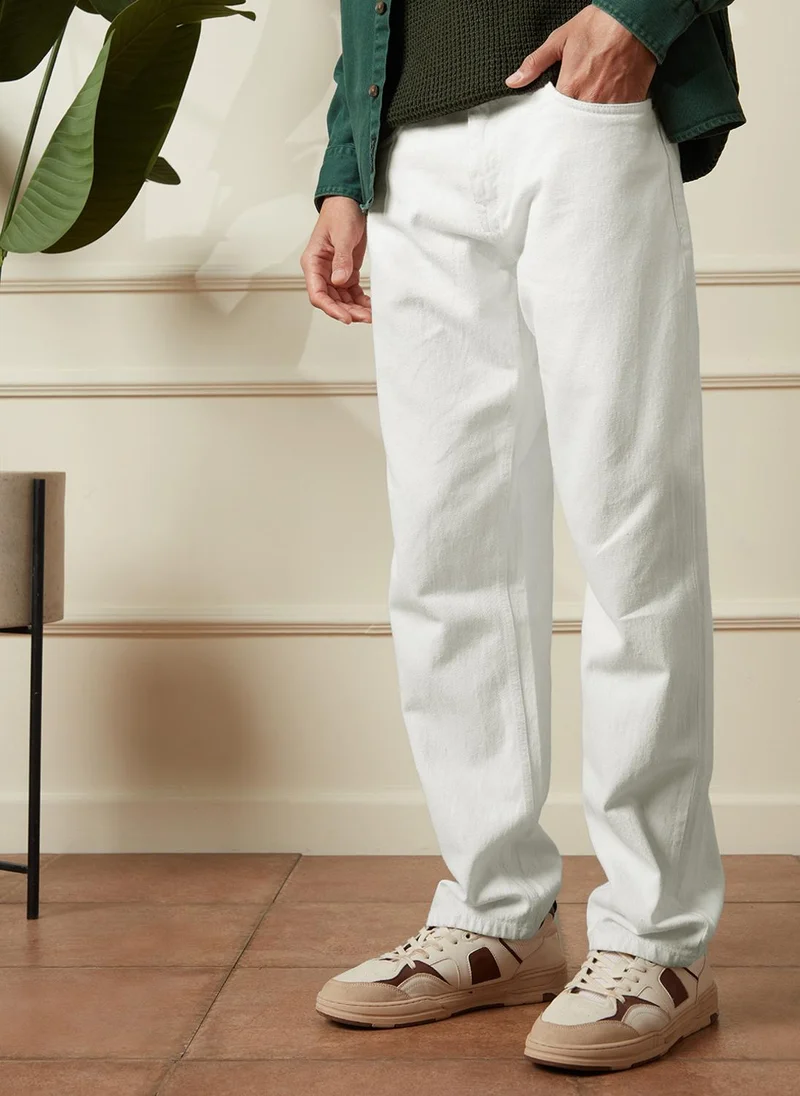 Solid Anti Fit Jeans | White